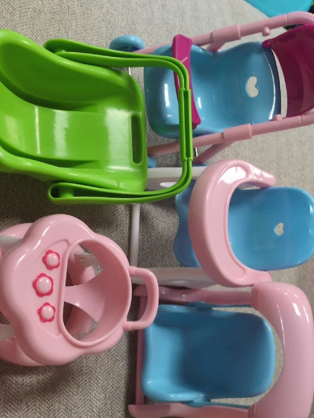Mini Baby Doll Play Set with Pink and Green Seats - 6-Piece Pretend Play